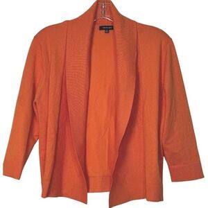 Verve ami‎ Cardigan Orange 3/4 Sleeve Open Front Knit Layering Sweater M